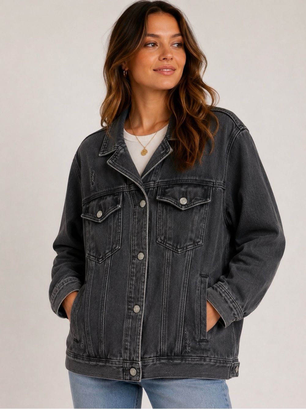 Saltwater LUXE Black Denim Jacket Utility Jean Jacket Size S